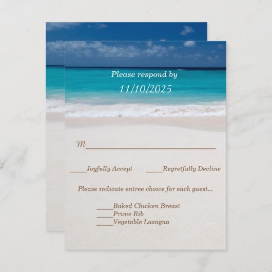 Namen in Herz auf der Sand Wedding RSVP Karte (Vorne/Hinten)