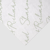 Namen in Salbei-grüne Skriptkalligrafie Hochzeit Seidenpapier (Ausschnitt)