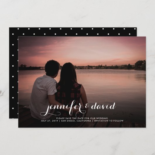 Namen in Skript | Save the Date Foto (Vorne/Hinten)