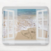 Namen in Strandherzen im Fenster Mousepad (Vorne)