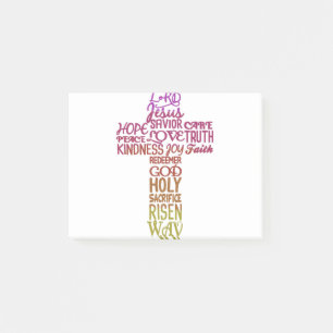 Namen Jesu in Form eines Kreuzdesigns Post-it Klebezettel