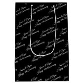Namen, Jubiläumsjahr, Weiße Schrift, Schwarz Mittlere Geschenktüte (Rückseite)