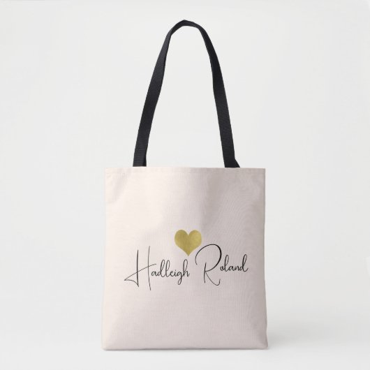 Namen Kalligrafie Monogramm Herz Tasche (Vorderseite)