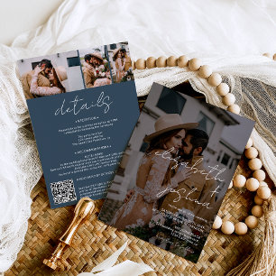 Namen kalligrafisch blau 4 Foto alle in einer Hoch Einladung