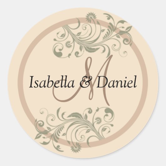 Namen Monogram Bride Groom Wedding Gift Stickers (Vorderseite)