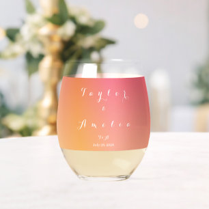 Namen Monogramm Minimaler Farbverlauf Hochzeit Weinglas Ohne Stiel