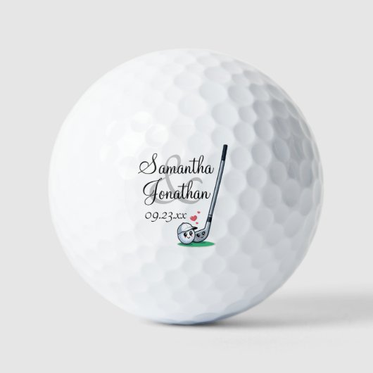 Namen niedlicher romantischer Hochzeitskollegen Golfball (Vorderseite)