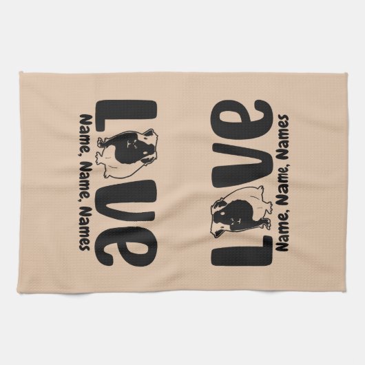 Namen oder Text hinzufügen, Guinea Schweinefleisch Geschirrtuch (Horizontal)