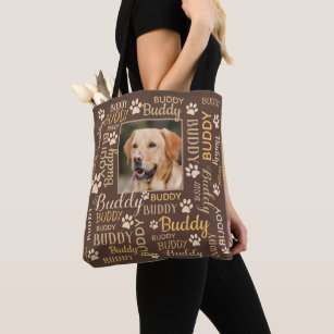Namen personalisierter Fotos | Brauner Hund Tasche