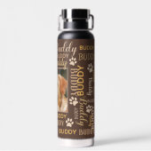 Namen personalisierter Fotos | Brauner Hund Trinkflasche (Rückseite)