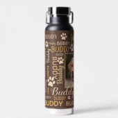 Namen personalisierter Fotos | Brauner Hund Trinkflasche (Vorne)