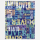 Namen Replizierte Farbmuster-Typografie auf Blue Fleecedecke (Vorderseite)