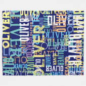 Namen Replizierte Farbmuster-Typografie auf Blue Fleecedecke (Vorderseite (Horizontal))
