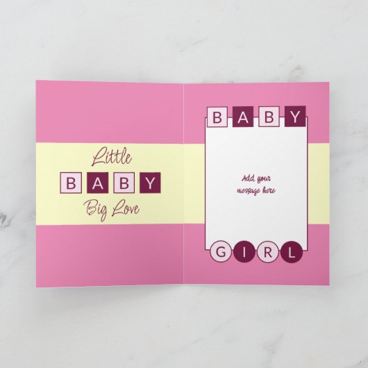 Namen Rosa gelbe neue kleine Mädchen hinzufügen Karte (Innenseite)