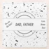 Namen, Schwarze, Graue Chips Terrazzo Muster Masku Glasuntersetzer (Vorderseite)