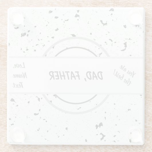 Namen, Schwarze, Graue Chips Terrazzo Muster Masku Glasuntersetzer (Rückseite)