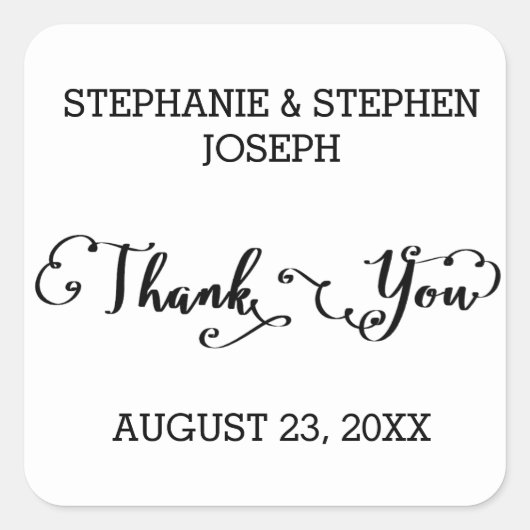 Namen Script Vielen Dank - Square Sticker (Vorderseite)