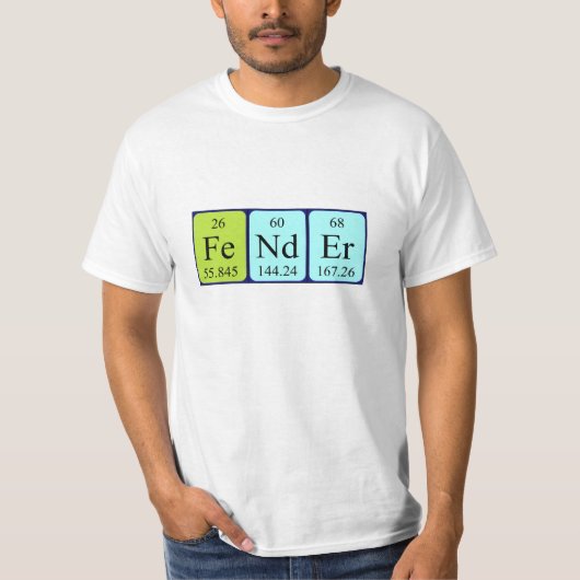 Namen-Shirt der periodischen Tabelle des Fenders T-Shirt (Vorderseite)