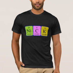 Namen-Shirt der periodischen Tabelle des Nicks T-Shirt