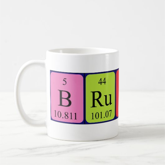 Namen-Tasse der periodischen Tabelle des Brutus Kaffeetasse (Links)