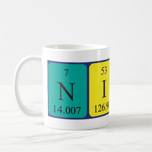 Namen-Tasse der periodischen Tabelle des Nicks Kaffeetasse (Links)