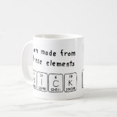 Namen-Tasse der periodischen Tabelle des Nicks Kaffeetasse (Vorderseite Links)