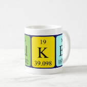 Namen-Tasse der periodischen Tabelle des Wanderers Kaffeetasse (VorderseiteRechts)