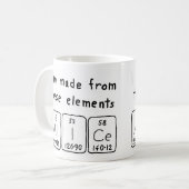 Namen-Tasse periodischer Tabelle Alices Kaffeetasse (Vorderseite Links)