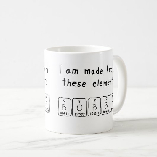 Namen-Tasse periodischer Tabelle Bobbys Kaffeetasse (VorderseiteRechts)