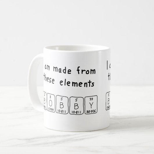 Namen-Tasse periodischer Tabelle Bobbys Kaffeetasse (Vorderseite Links)