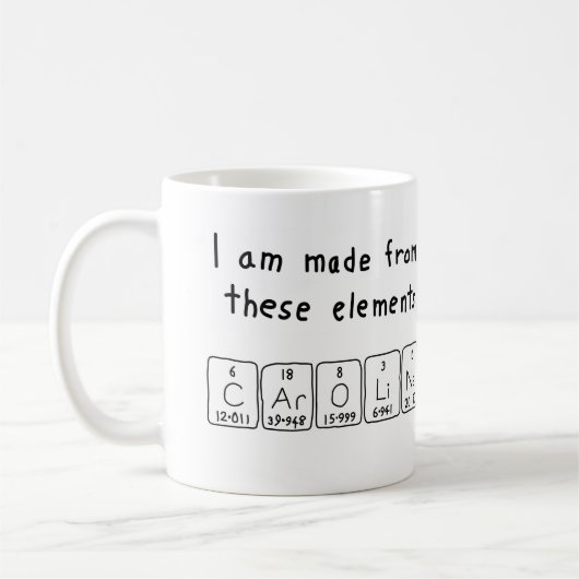 Namen-Tasse periodischer Tabelle Caroline Kaffeetasse (Links)