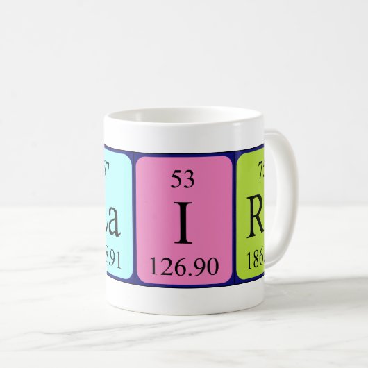 Namen-Tasse periodischer Tabelle Claire Kaffeetasse (VorderseiteRechts)