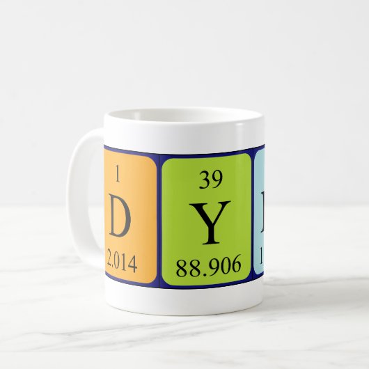 Namen-Tasse periodischer Tabelle Dylans Kaffeetasse (Vorderseite Links)
