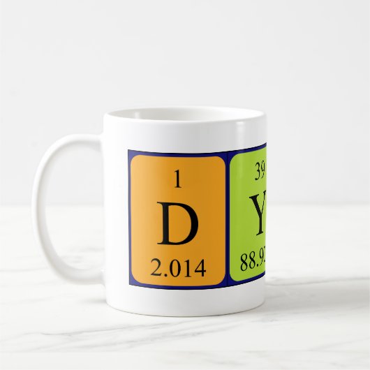 Namen-Tasse periodischer Tabelle Dylans Kaffeetasse (Links)
