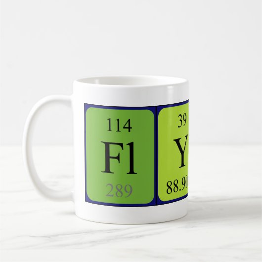 Namen-Tasse periodischer Tabelle Flynn Kaffeetasse (Links)