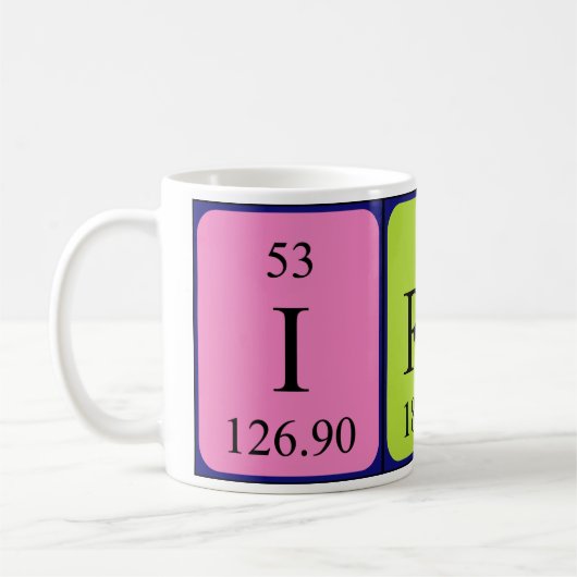 Namen-Tasse periodischer Tabelle Irenes Kaffeetasse (Links)