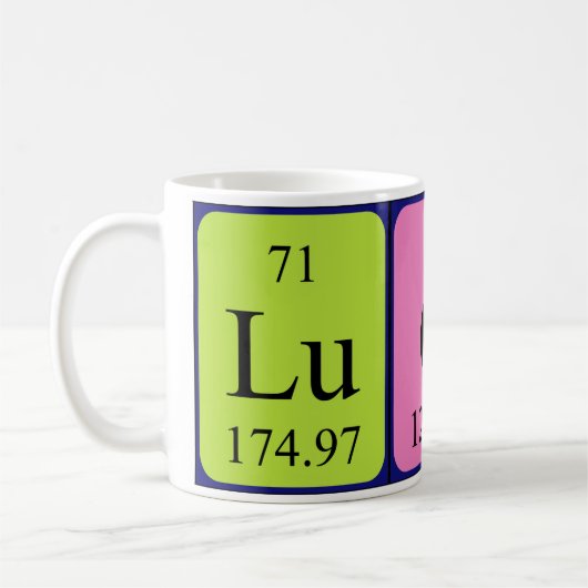 Namen-Tasse periodischer Tabelle Luccas Kaffeetasse (Links)