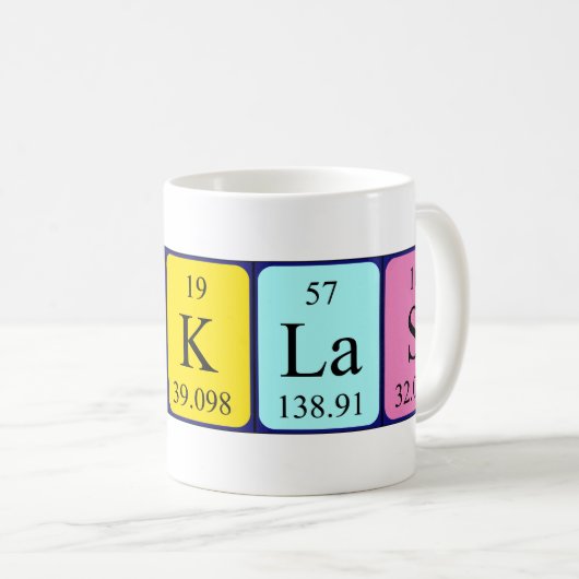 Namen-Tasse periodischer Tabelle Niklas Kaffeetasse (VorderseiteRechts)