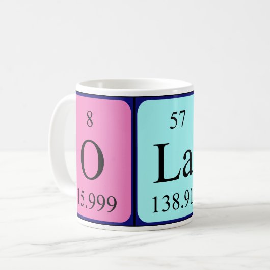 Namen-Tasse periodischer Tabelle Olafs Kaffeetasse (Vorderseite Links)
