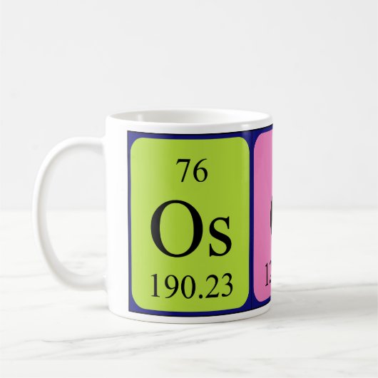 Namen-Tasse periodischer Tabelle Oscars Kaffeetasse (Links)