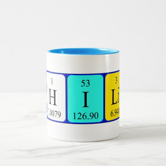 Namen-Tasse periodischer Tabelle Philip Zweifarbige Tasse (Mittel)