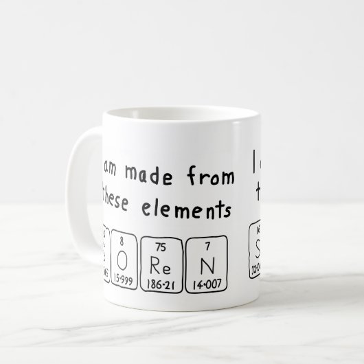 Namen-Tasse periodischer Tabelle Soren Kaffeetasse (Vorderseite Links)