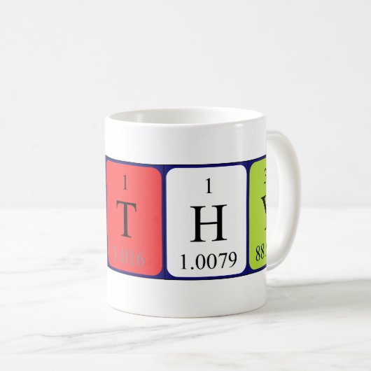Namen-Tasse periodischer Tabelle Timothys Kaffeetasse (VorderseiteRechts)