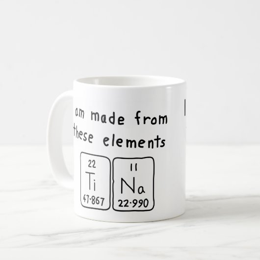 Namen-Tasse periodischer Tabelle Tinas Kaffeetasse (Vorderseite Links)