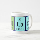 Namen-Tasse periodischer Tabelle Wallaces Kaffeetasse (VorderseiteRechts)