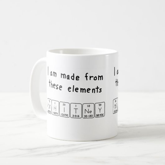 Namen-Tasse periodischer Tabelle Whitneys Kaffeetasse (Vorderseite Links)