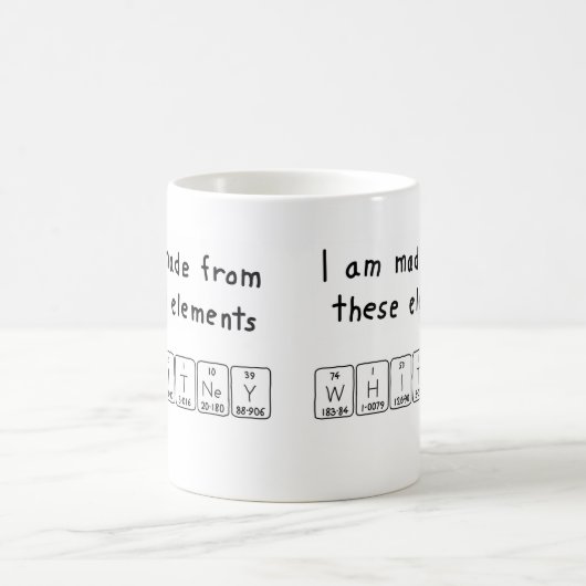Namen-Tasse periodischer Tabelle Whitneys Kaffeetasse (Mittel)