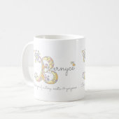 Namen- und Bedeutungs-Tasse Bernyce Buchstaben B Kaffeetasse (Vorderseite Links)