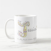 Namen- und Bedeutungsmonogramm-Tasse Jessicas J Kaffeetasse (Links)