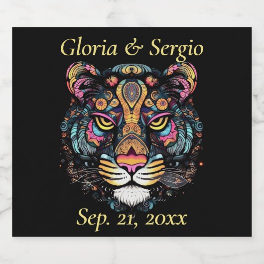 Namen und Datum der phantastischen Tiger Schaumweinetikett (Einzelnes Label)